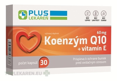 PLUS LEKÁREŇ Koenzým Q10 60 mg + vitamín E