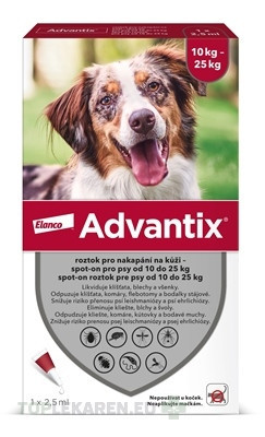 Advantix Spot-on pre psy od 10 do 25 kg