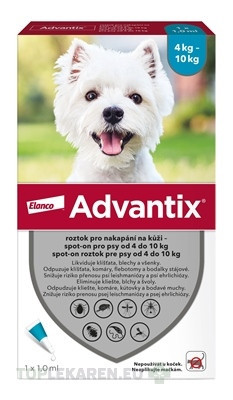 Advantix Spot-on pre psy od 4 do 10 kg