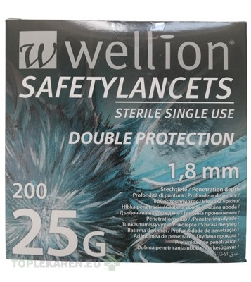Wellion SAFETYLANCETS 25G - Lanceta bezpečnostná