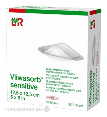 Vliwasorb sensitive Krytie na rany 12,5x12,5 cm