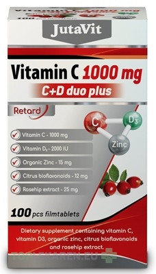JutaVit Vitamín C 1000 mg + D3 2000 IU duo plus