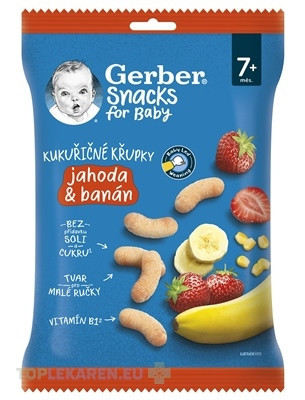 Gerber Snacks Kukuričné CHRUMKY Jahoda a banán
