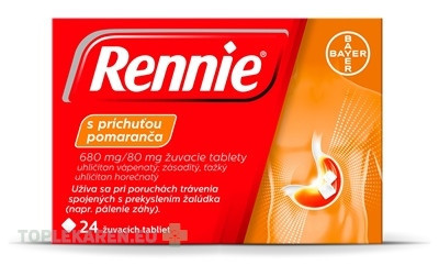 Rennie s príchuťou pomaranča 680 mg/80 mg