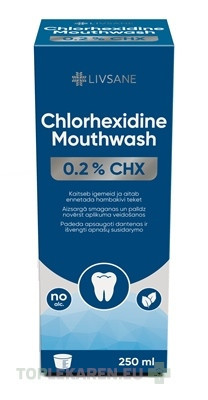 LIVSANE Ústna voda s obsahom 0,2 % chlórhexidínu
