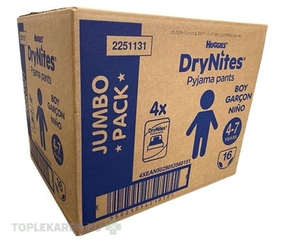 HUGGIES DryNites M pre chlapcov (4-7 rokov) JUMBO