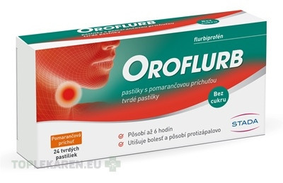 Oroflurb pastilky s pomarančovou príchuťou