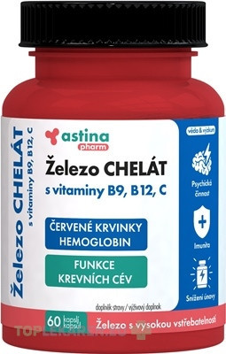 Astina Pharm Železo CHELÁT s vitamínmi B9, B12, C