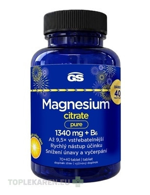 GS Magnesium citrate pure 1340 mg + B6 Darček
