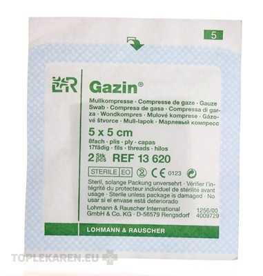 GAZIN KOMPRESY GÁZOVE STERILNÉ 5x5 cm