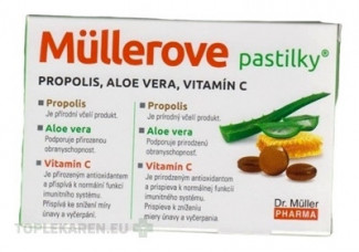 MÜLLEROVE pastilky PROPOLIS, ALOE VERA, VITAMÍN C