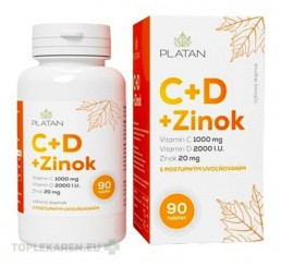 PLATAN Vitamín C + D + Zinok