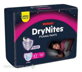 HUGGIES DryNites M pre dievčatá (4-7 rokov) MEGA